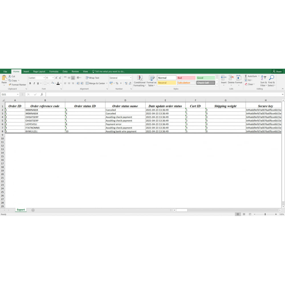 Module Orders Export Pro (Excel,CSV)