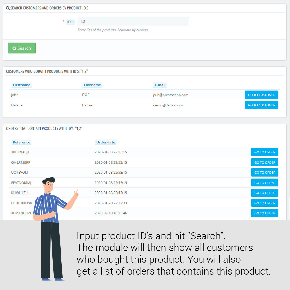 Module Find customers who bought a product