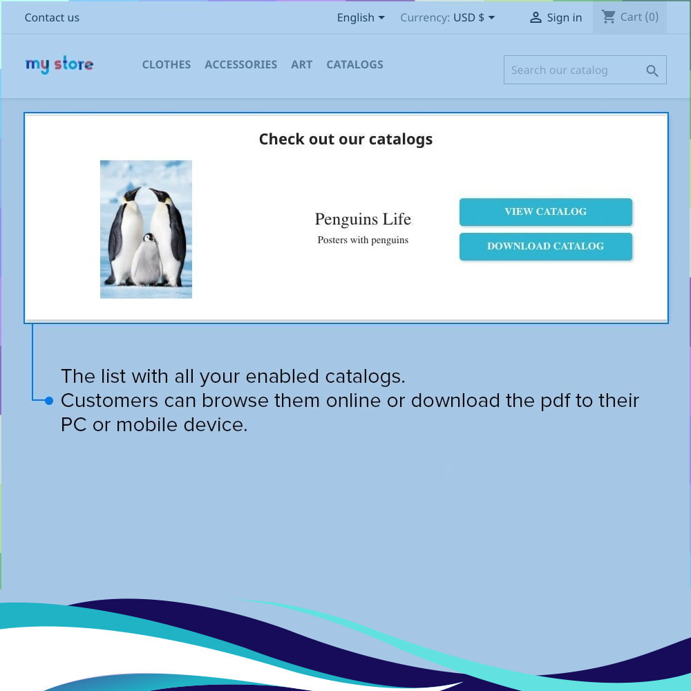 Module Catalogue PDF sur la page produit