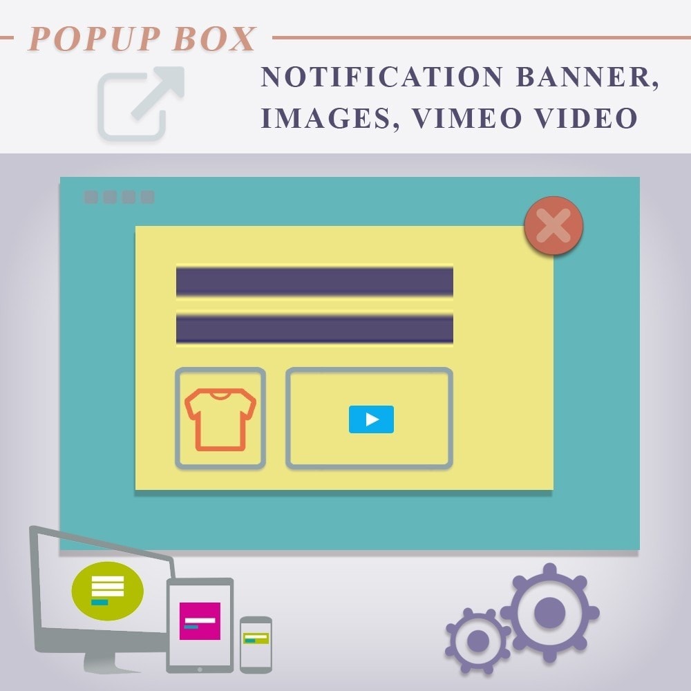 Module Popup box notification Banner, Images, Vimeo Video