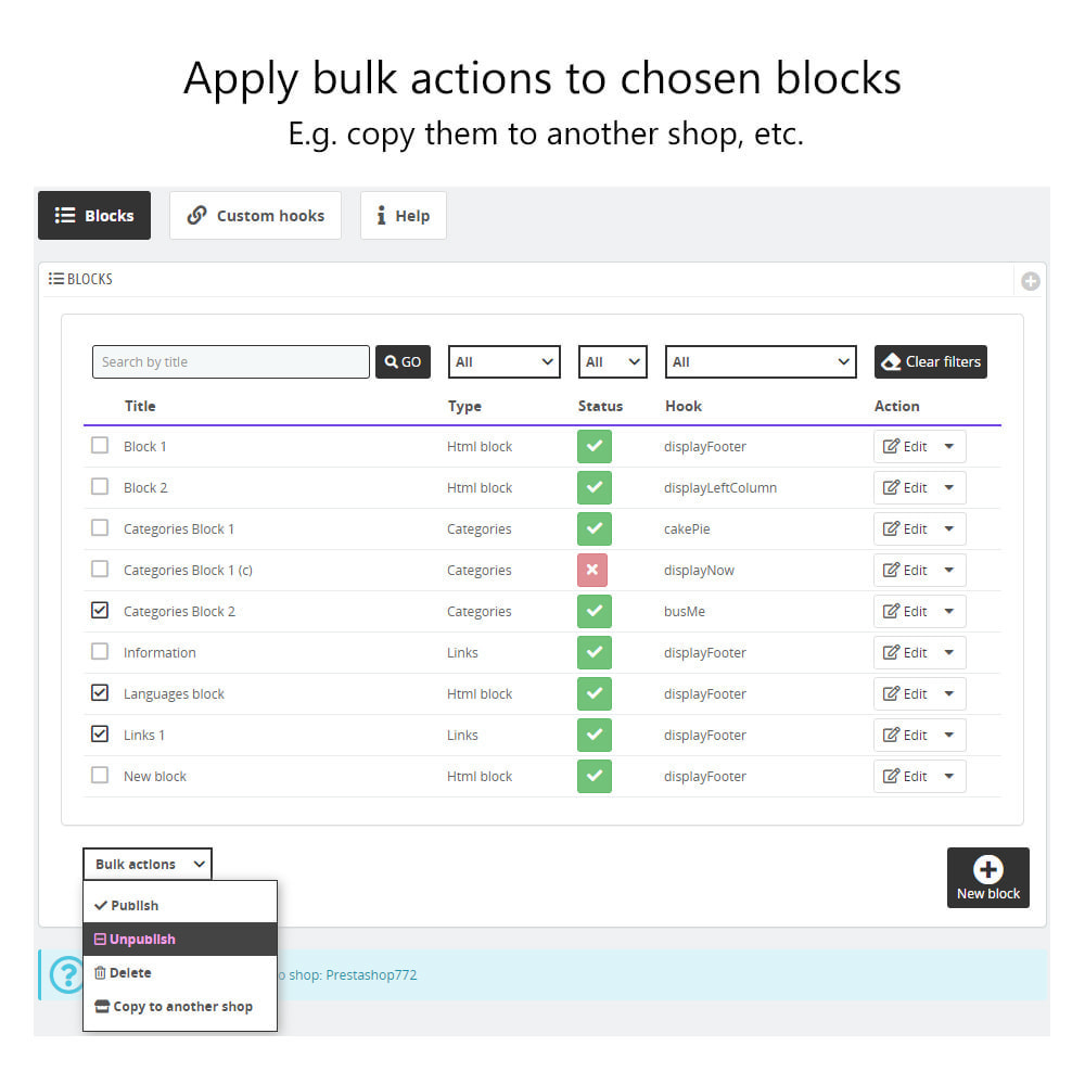 Module Multiple Custom HTML Blocks, Links and Categories Lists