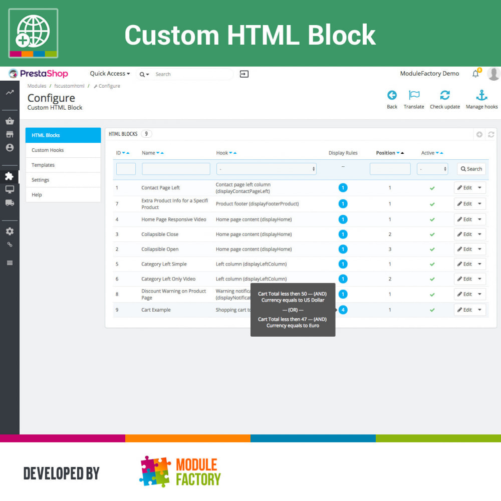 Module Custom HTML Block