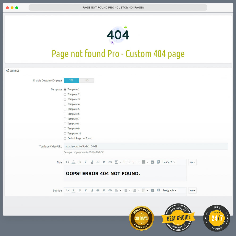 Module Page not found Pro - Custom 404 pages