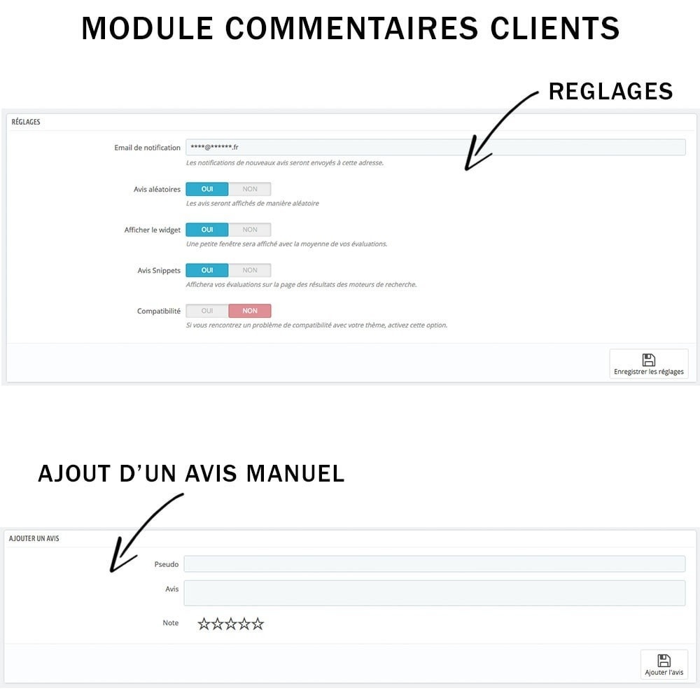 Module Commentaires clients + Note + Avis Rich Snippets