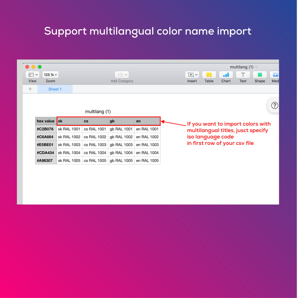 Module Bulk colors import
