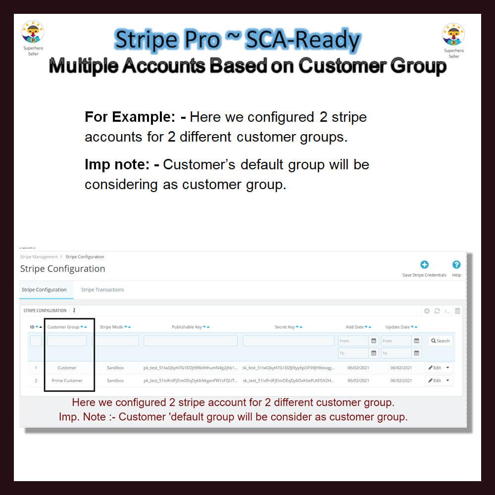 Module Stripe PRO-Multiple Account Based on Customer GroupSCA