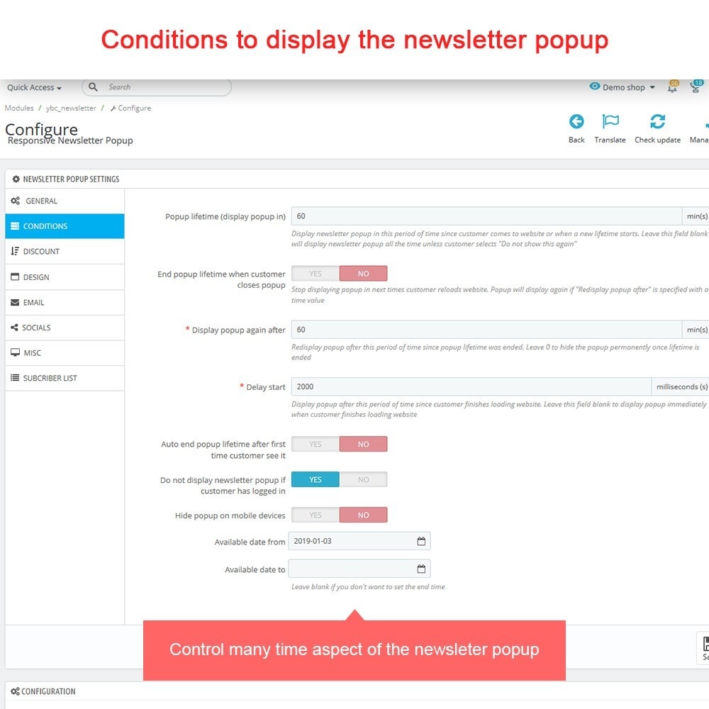 Module Responsive newsletter popup