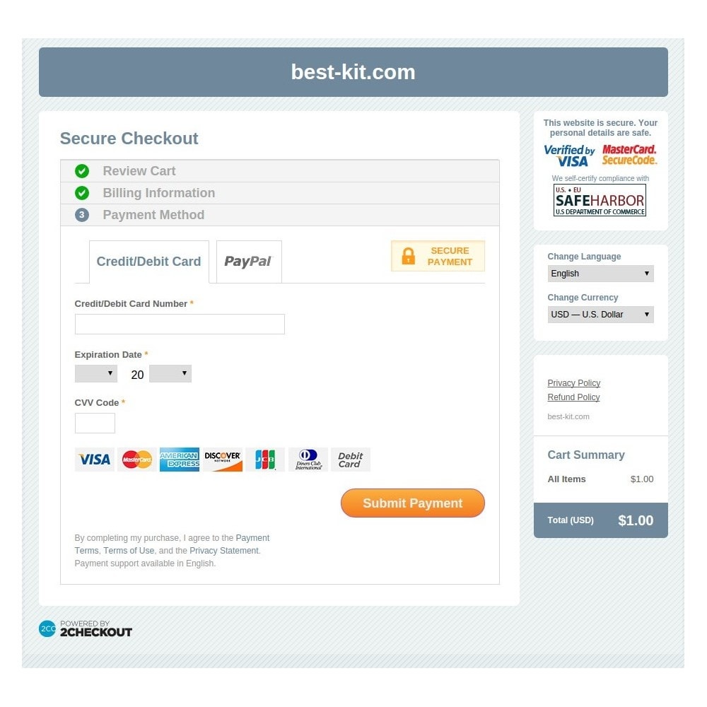 Module 2checkout payment gateway / PayPal & Credit Card online