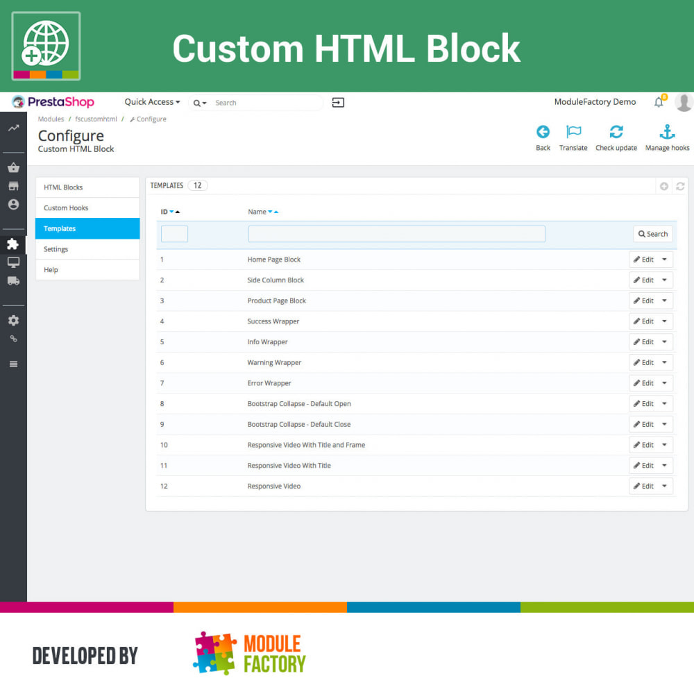 Module Custom HTML Block