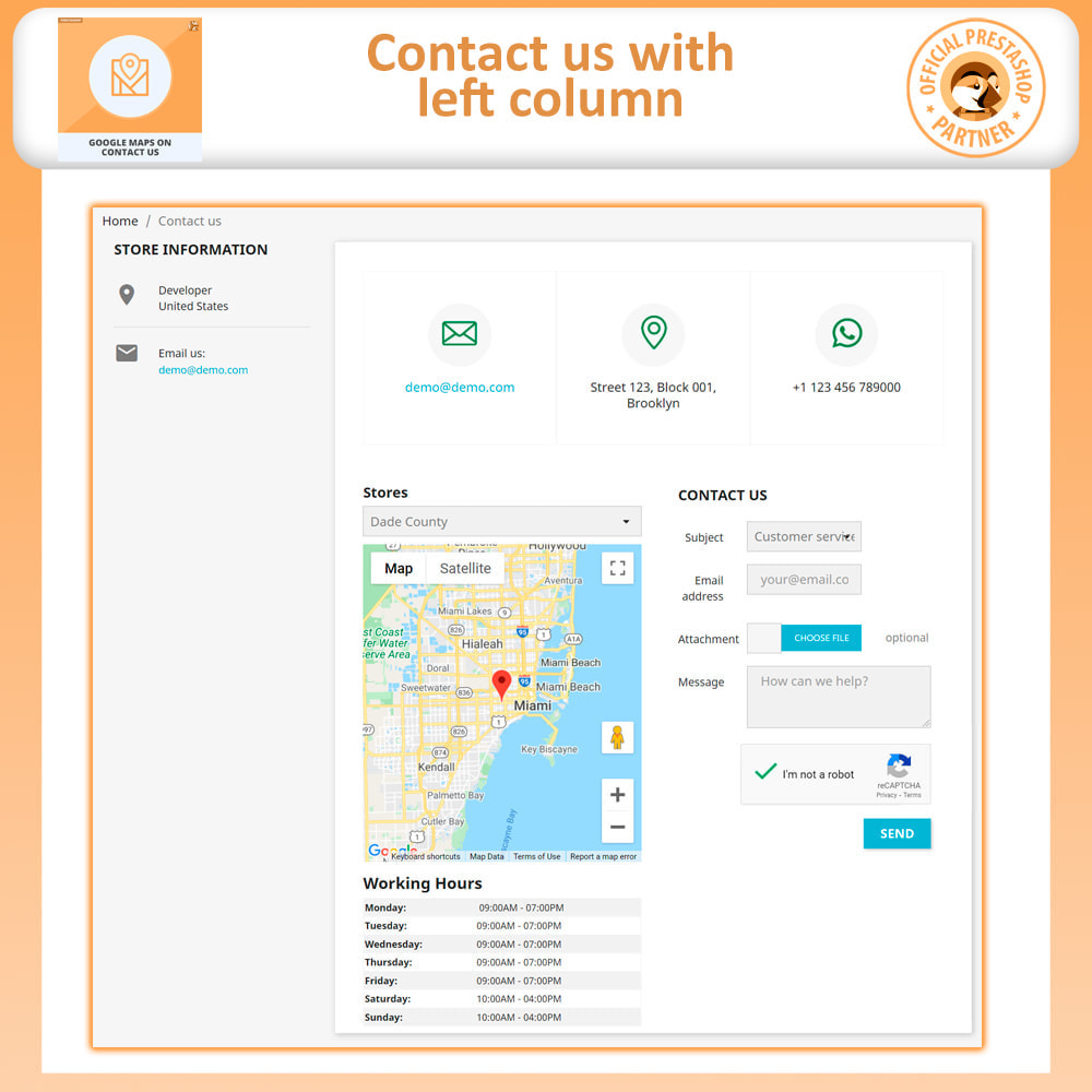Module Google Maps on Contact us, with captcha, Multi store