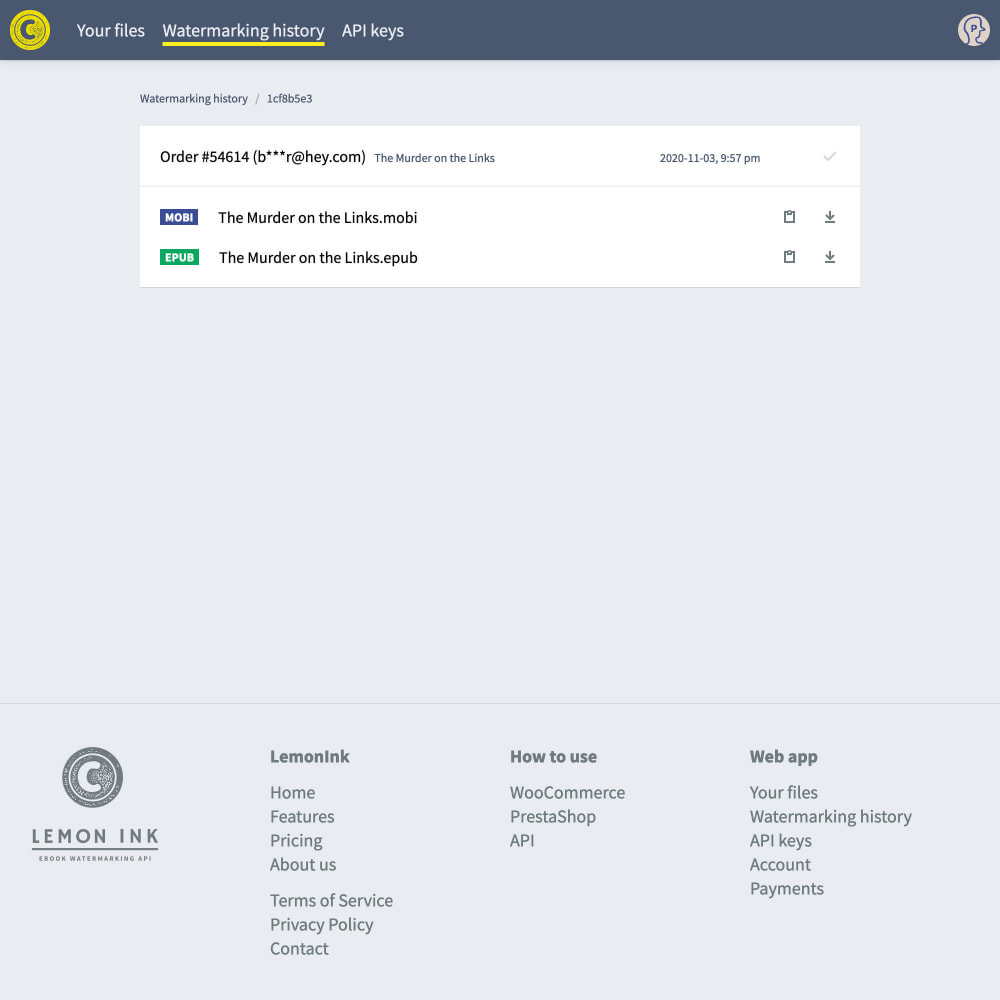 Module LemonInk Ebook Watermarking for PrestaShop
