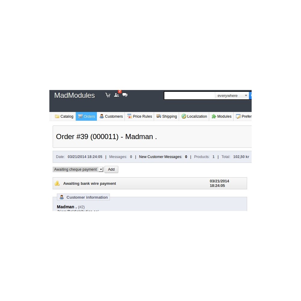 Module Order Reference Number