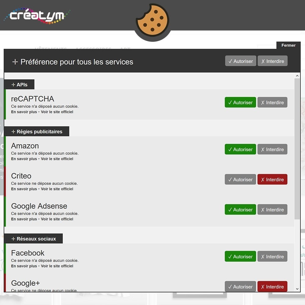 Module Cookie Manager (RGPD)