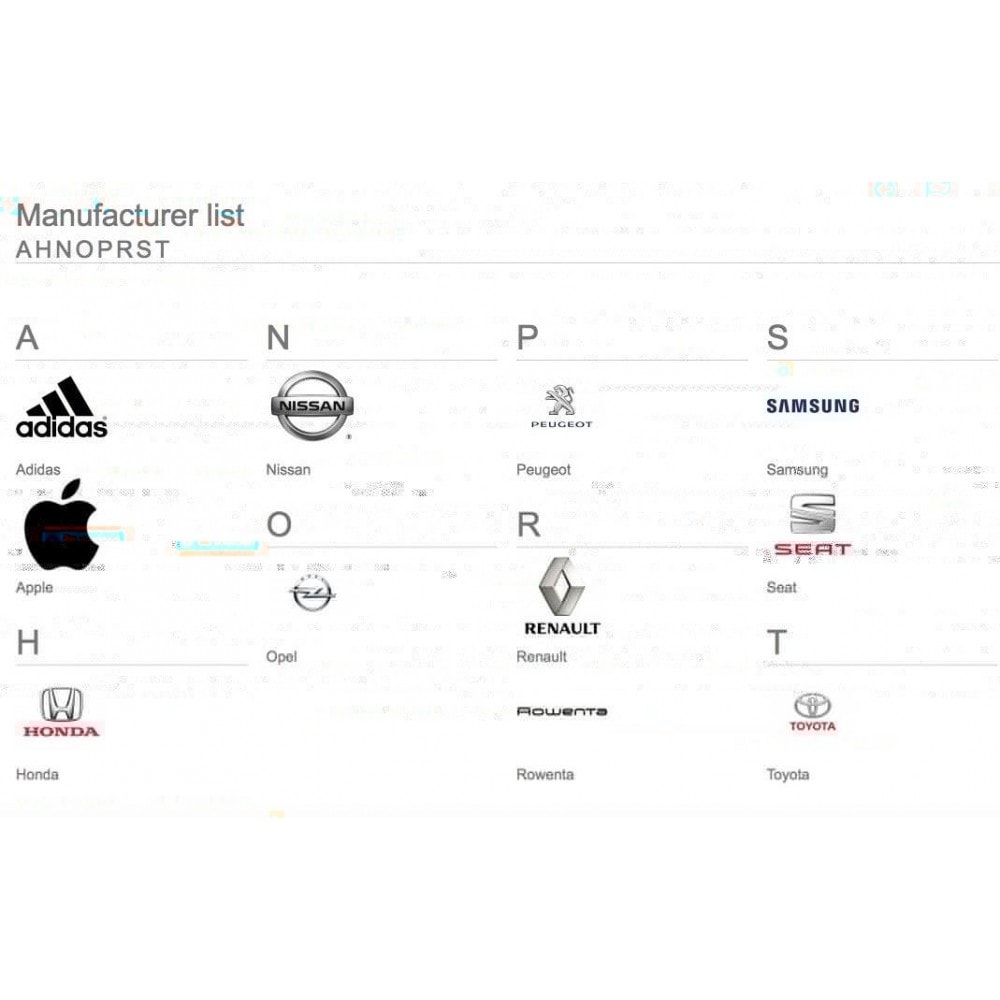Module Brands glossary ABC / alphabetical manufacturer list