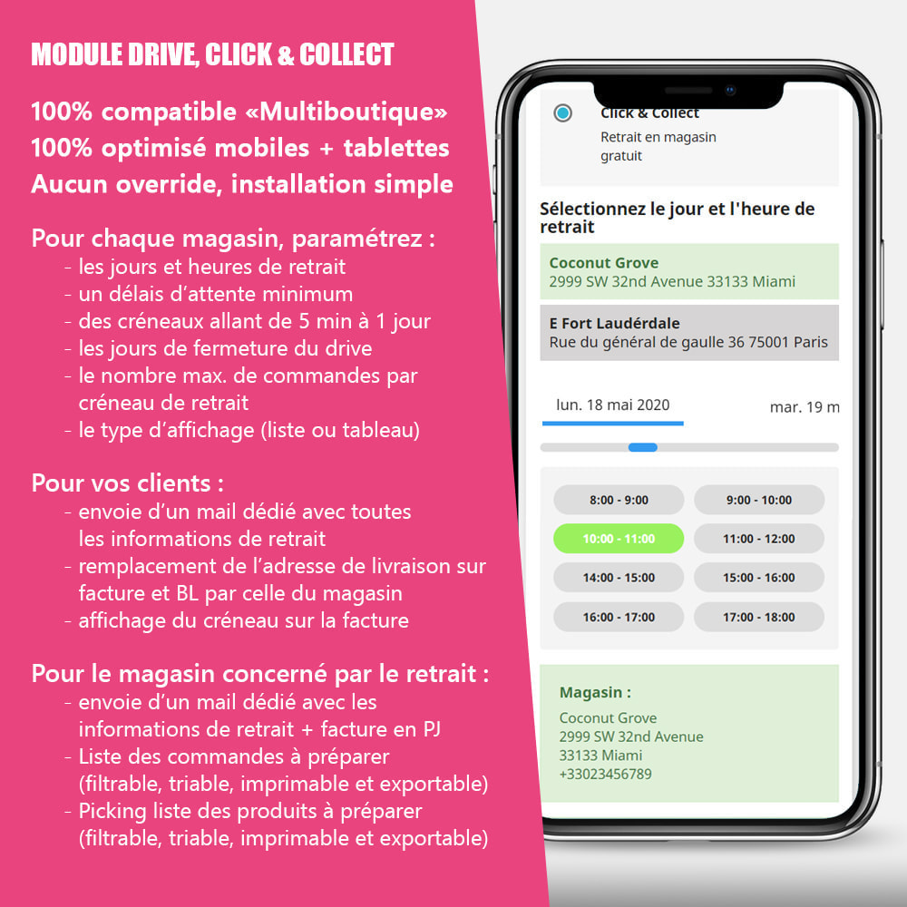 Module Drive et Click & Collect / Retrait magasin