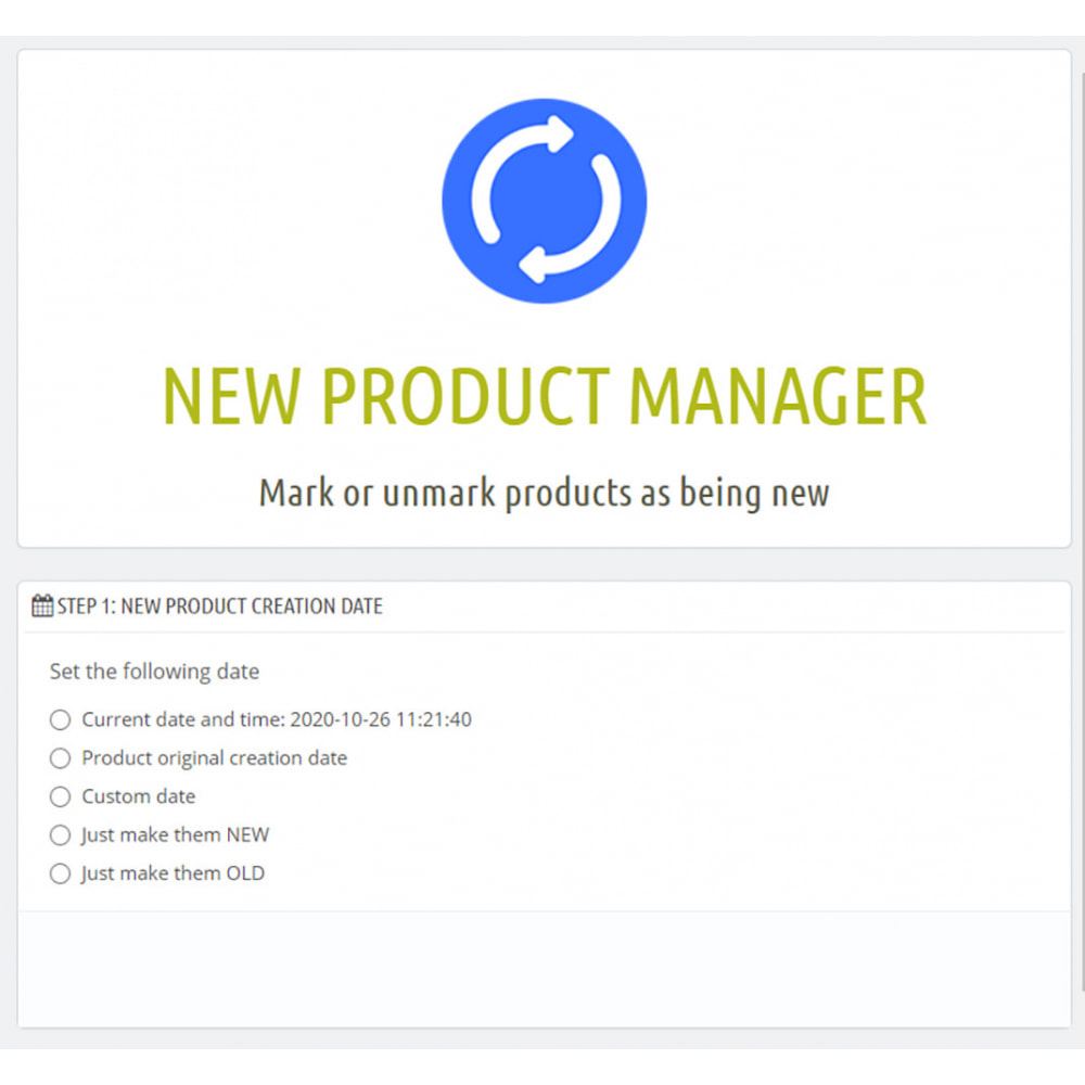 Module New Product Manager - Check or Uncheck products as new