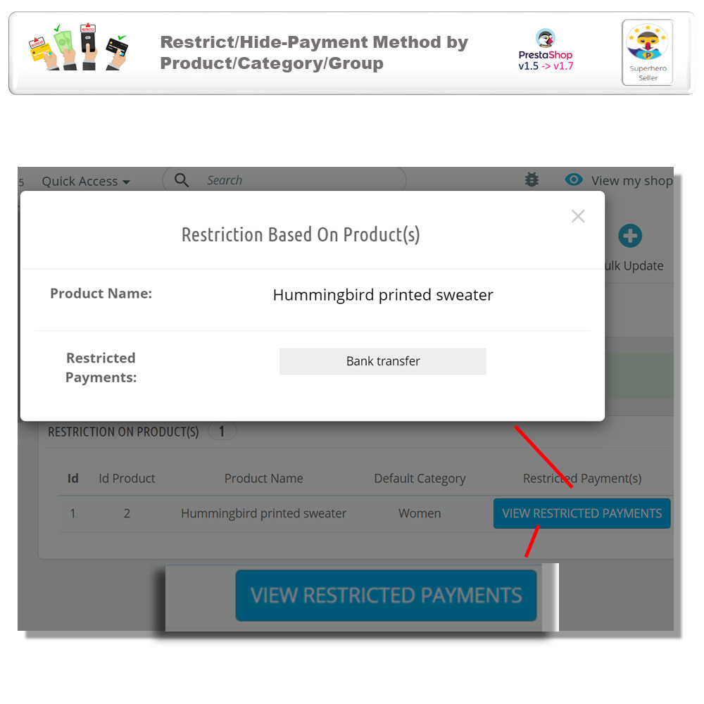Module Restrict/Hide-Payment Method by Product/Category/Group