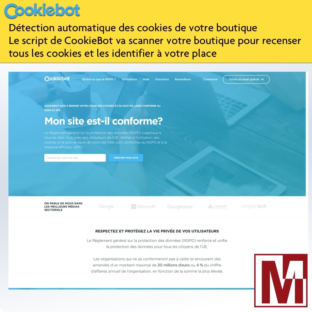 Module Cookiebot - Surveillance et contrôle des cookies