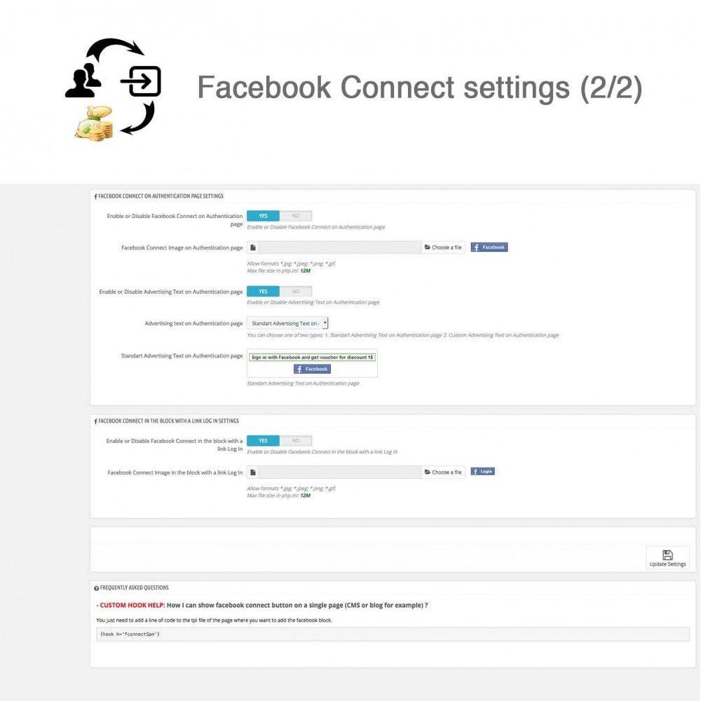 Module Social Connecter + Coupon pour inscription