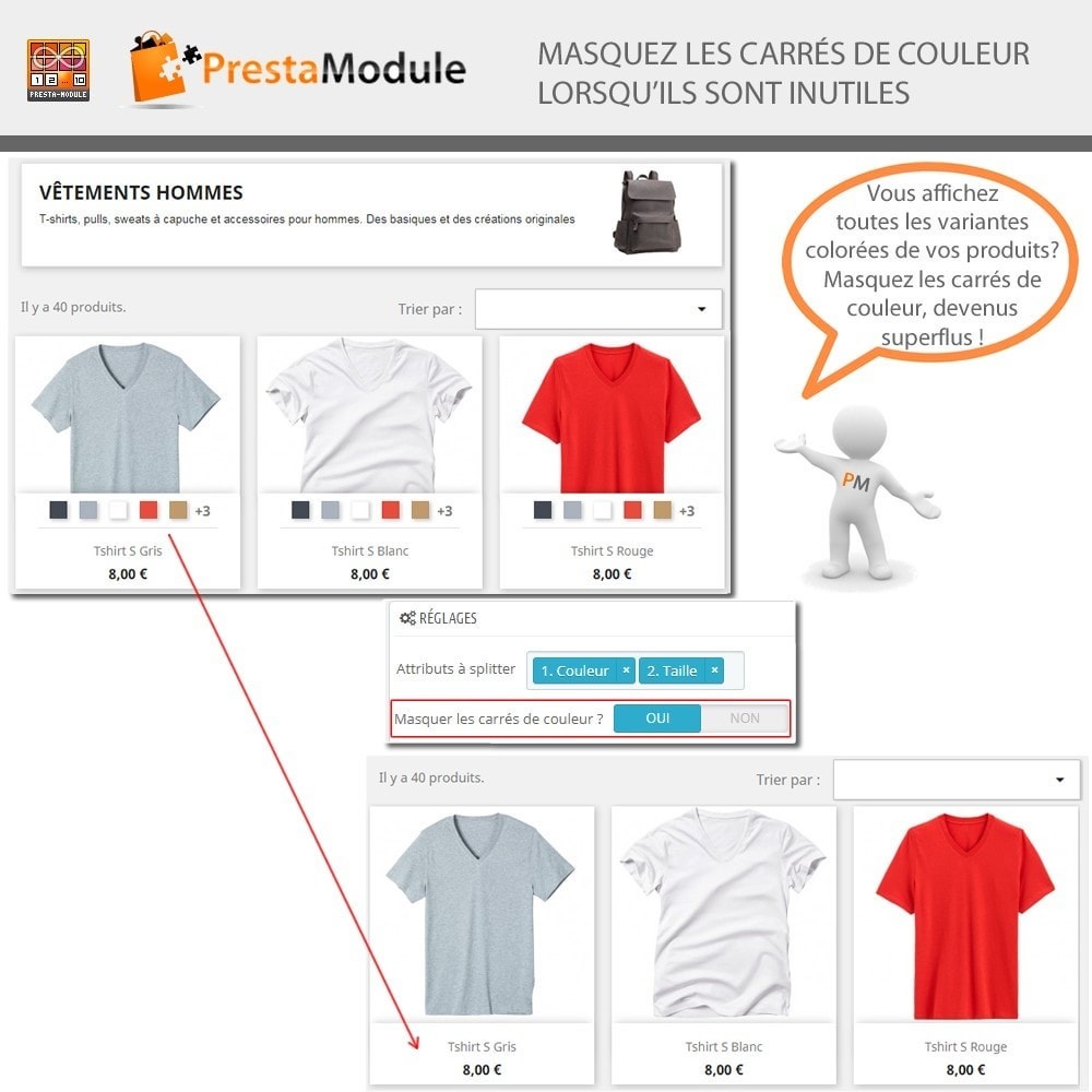 Module Products by Attributes: Afficher déclinaisons-attributs