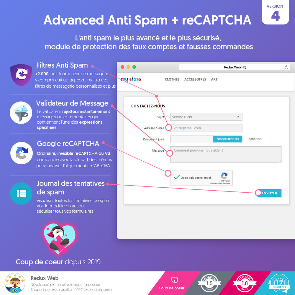 Module Antispam et Faux Comptes Google Re-Captcha Avancé