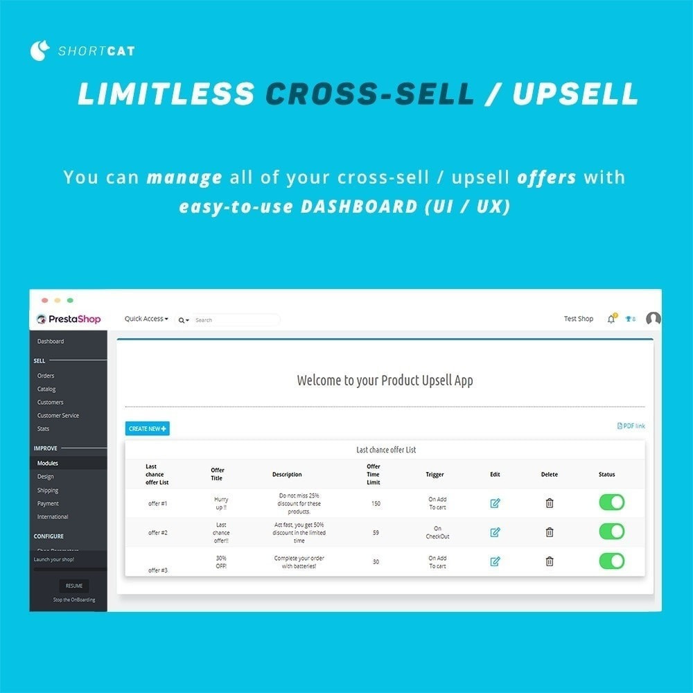 Module Cross Sale Advanced: Countdown, Target Recommendations