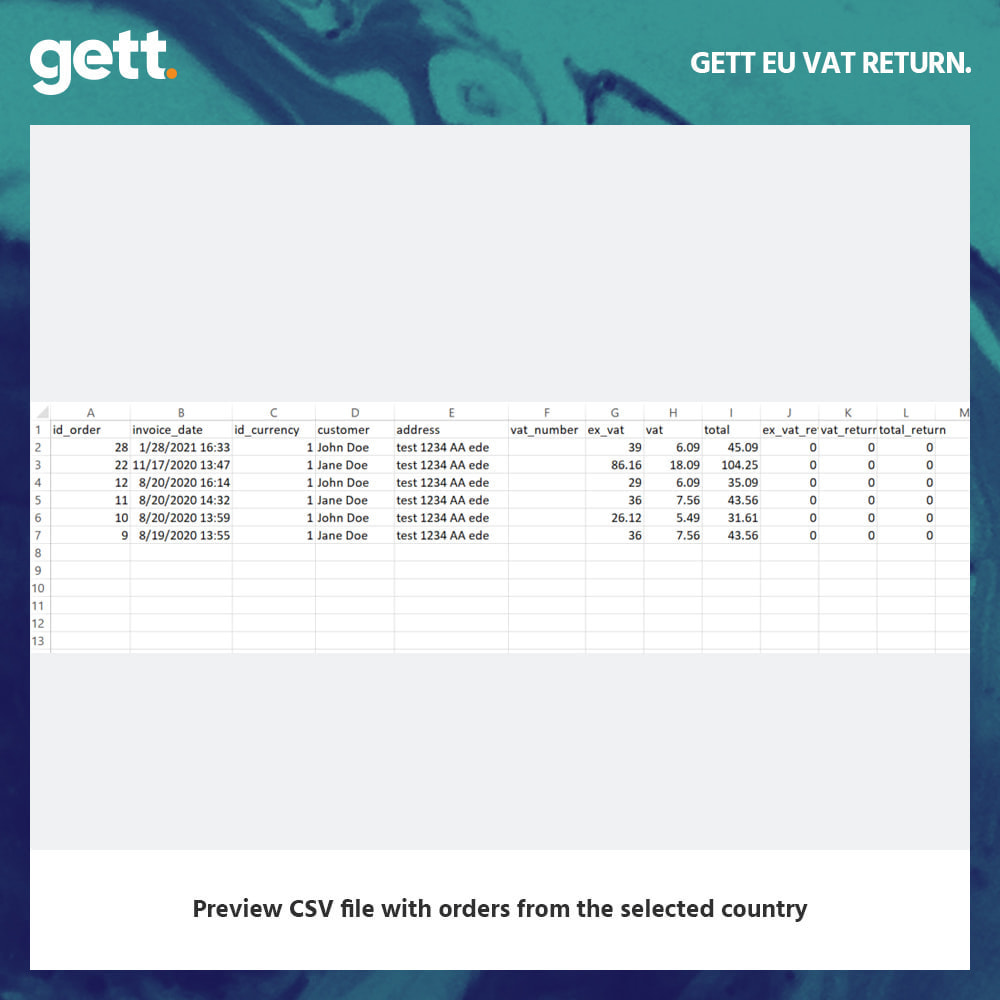 Module Gett EU VAT report
