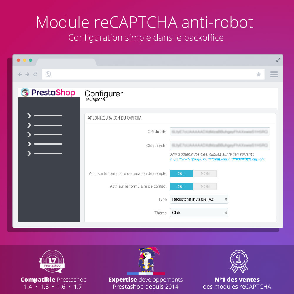 Module re Captcha - Anti Spam - recaptcha - anti faux comptes