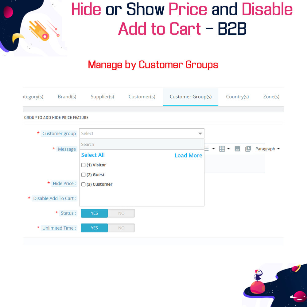 Module Hide or Show Price and Disable Add to Cart - B2B