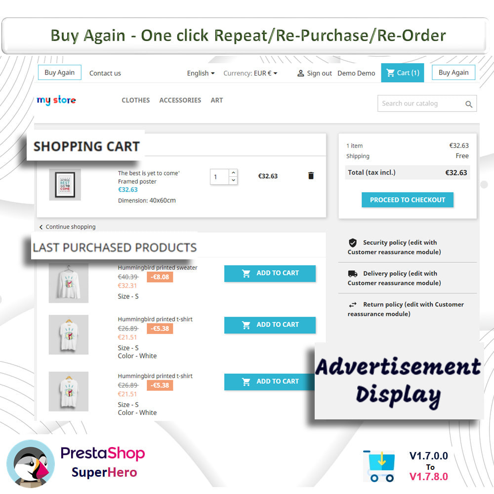 Module Buy Again- One click Repeat/Re-Purchase/Re-Order