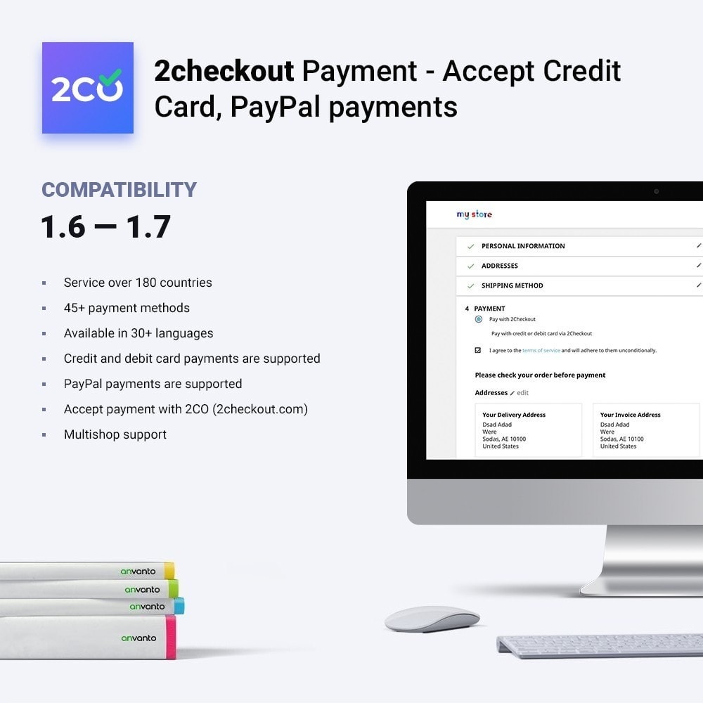 Module 2checkout payment - accept credit card, PayPal payments