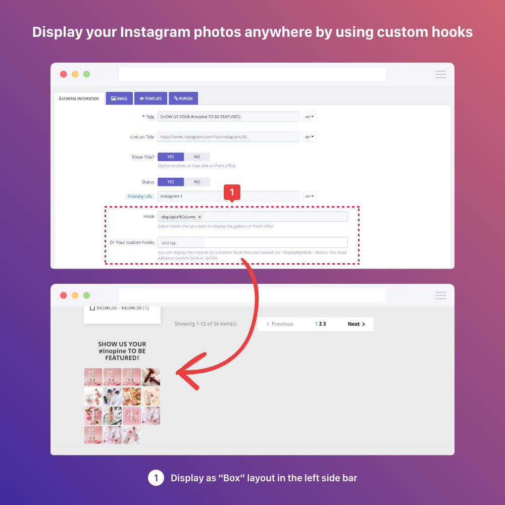 Module Shoppable Instagram Feed: carousel, slider, gallery