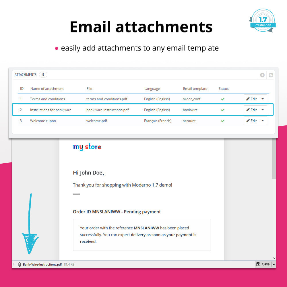 Module Custom email attachments