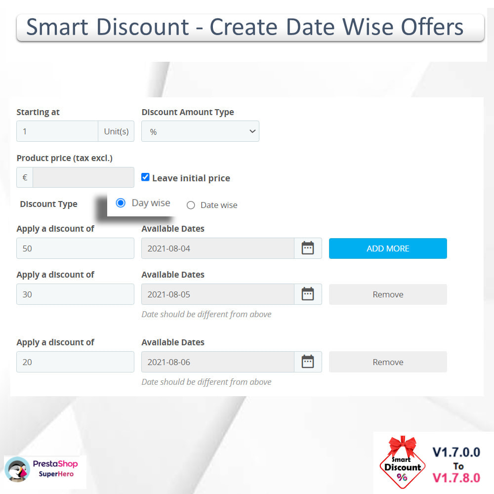 Module Smart Discount - Create Date Wise Offers