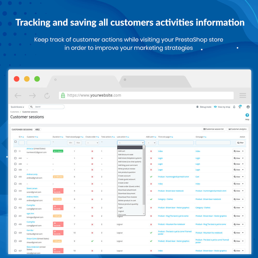 Module Customer Activities - Track/View customer behavior