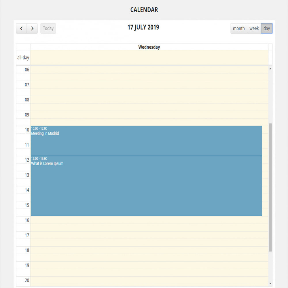 Module Full calendar events