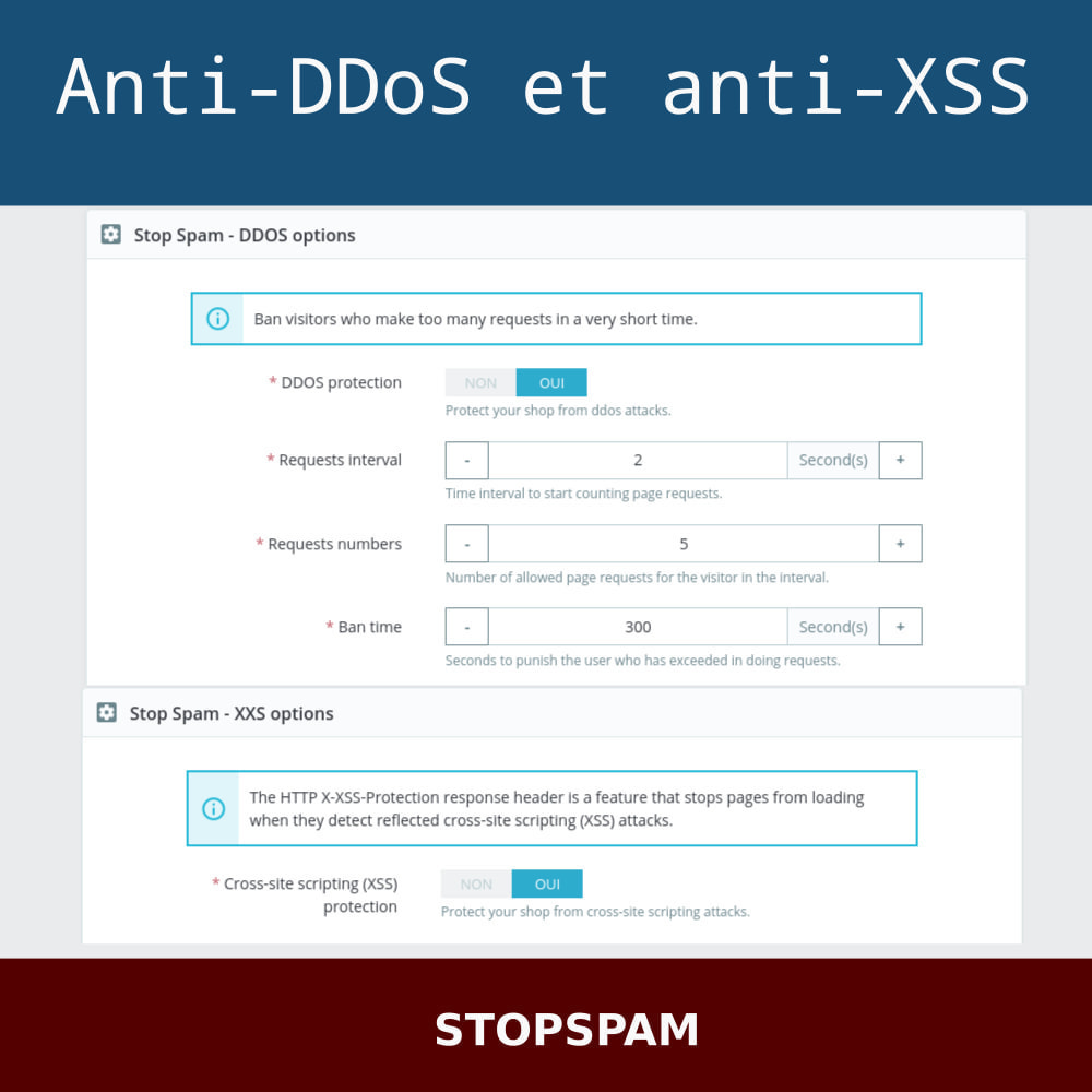 Module Antispam - Faux compte - Anti DDoS - Newsletter spam