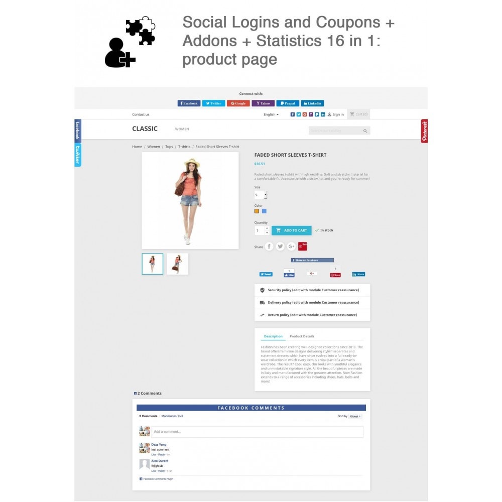 Module Social Logins + Coupons + Addons + Statistiques 16 en 1