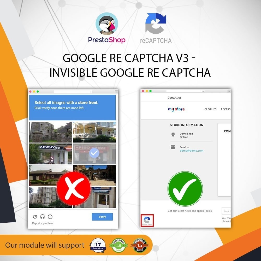 Module Invisible Google re CAPTCHA v3 + Block Spam Customer