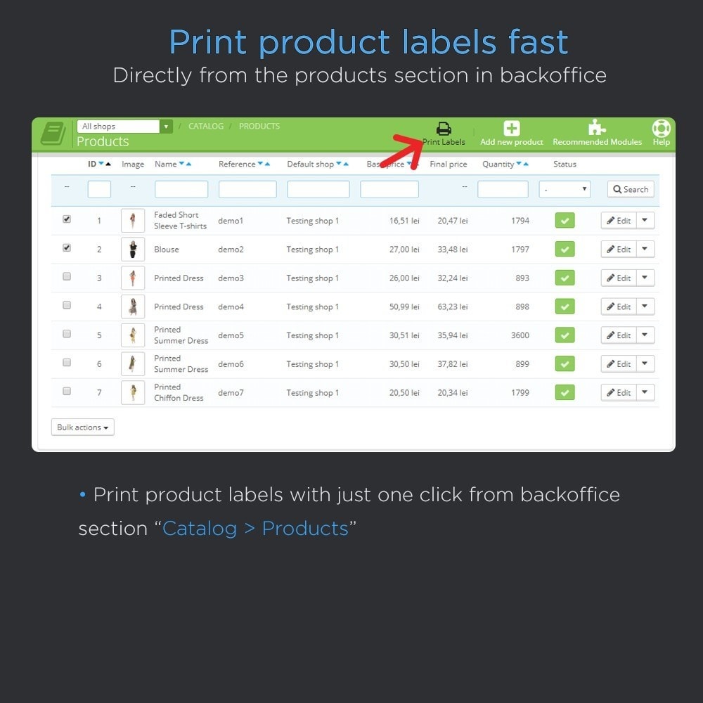 Module Print Product Labels Pro
