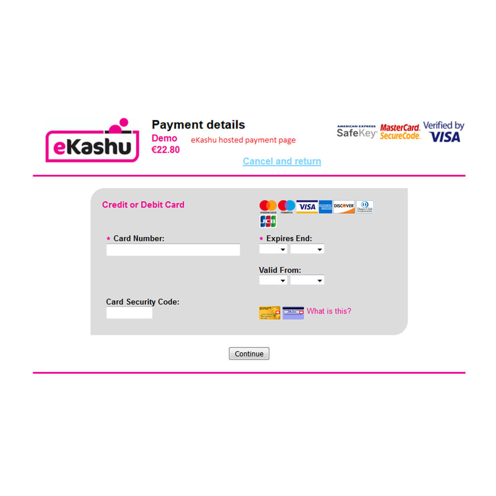 Module eKashu (NMI) Hosted Payment