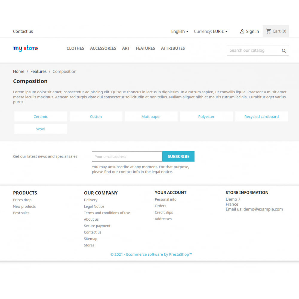 Module SEO pages of product features and attributes