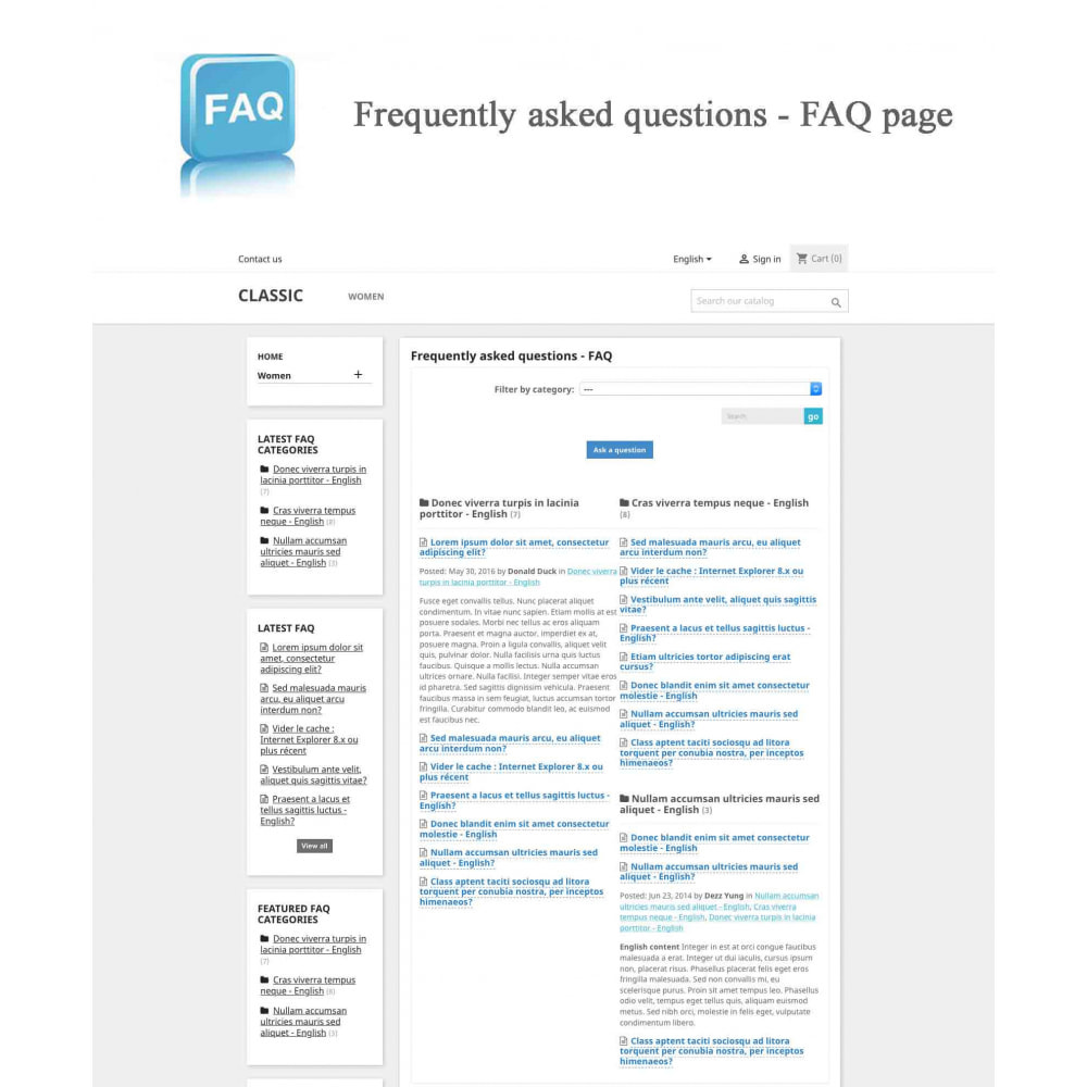 Module Foire aux questions - FAQ