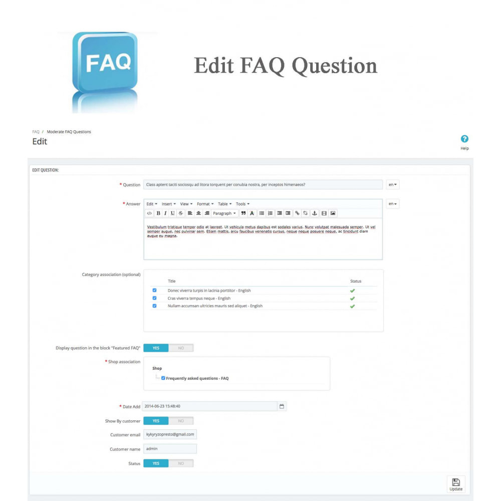 Module Foire aux questions - FAQ