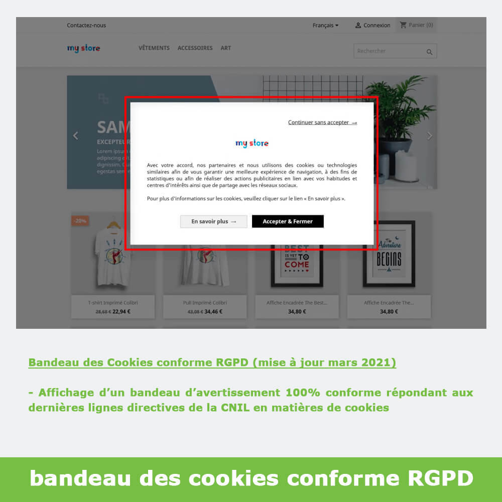 Module RGPD - Cookie manager (100% conforme)