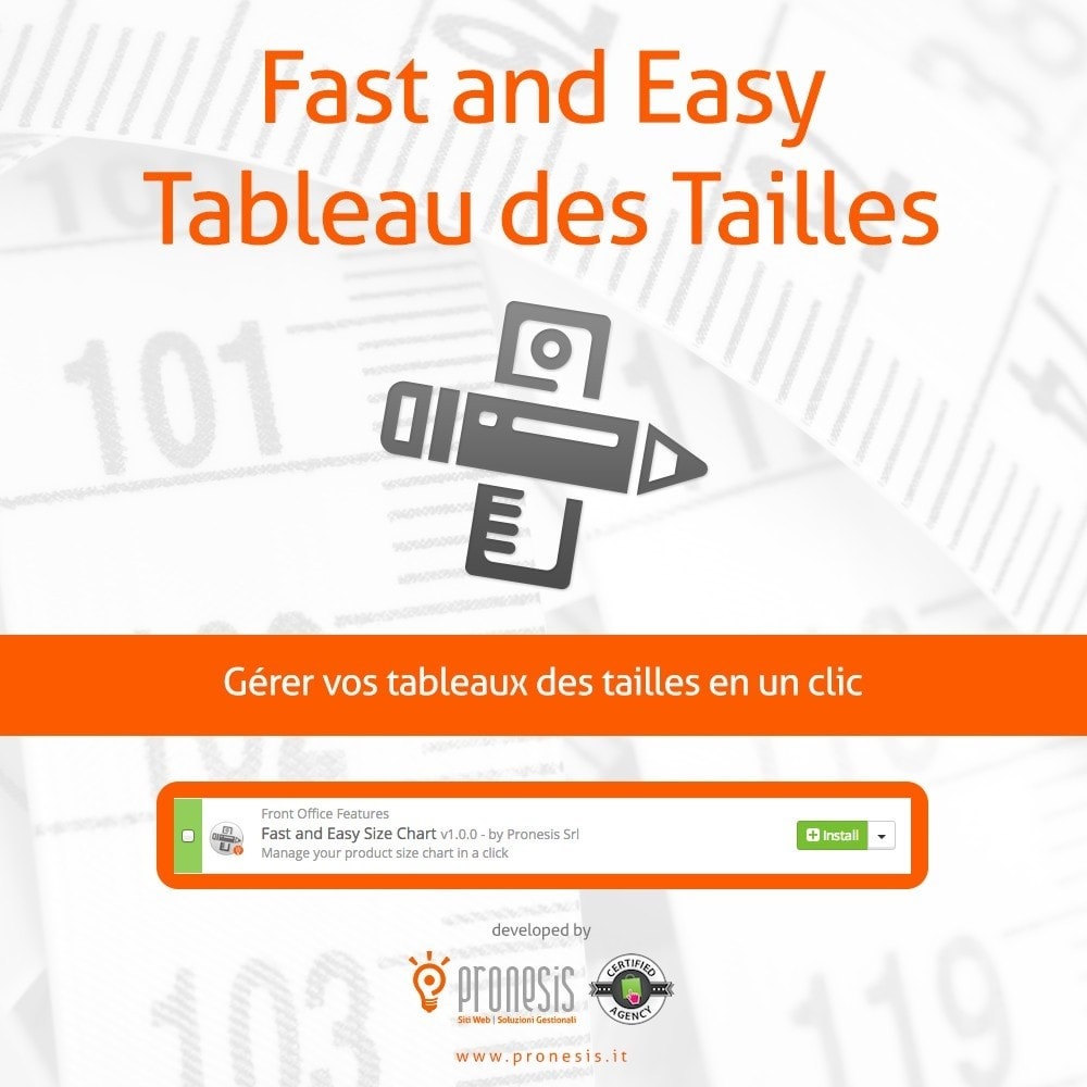 Module Fast and Easy Tableau des Tailles