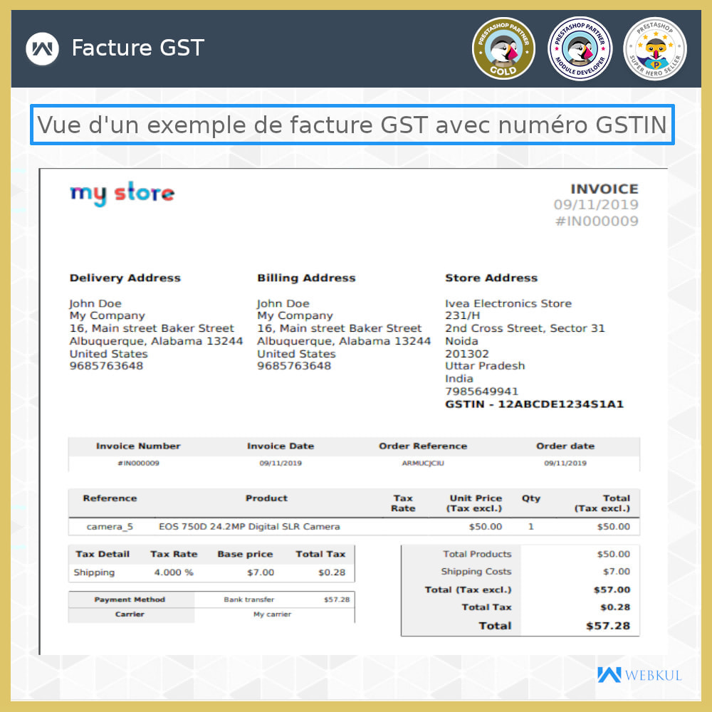 Module GST - Retours et factures
