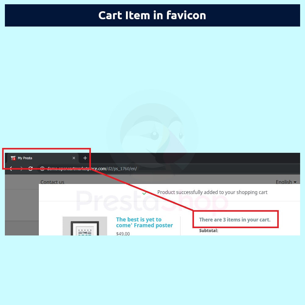 Module Browser Tab Notification - Cart Item Favicon Icon