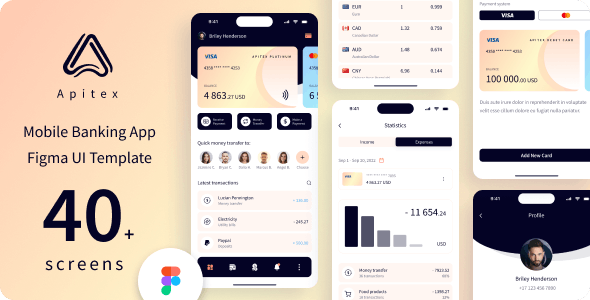 Apitex - Mobile Banking App Figma UI Template