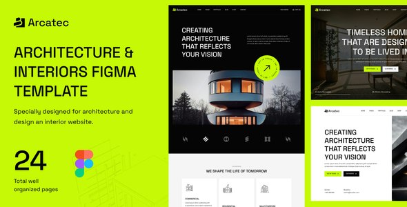 Arcatec - Architecture &amp; Interiors Figma Template